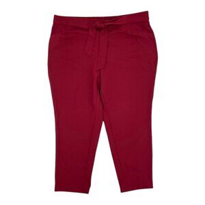 Est. Red Elastic Waist Tie Pants Size 22W 24W Red Ankle Business Casual Stretch